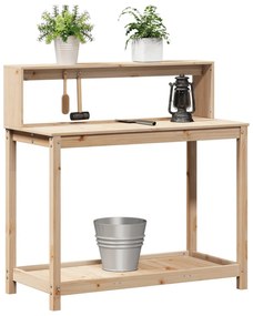 tömör fenyőfa ültetőasztal polccal 108 x 50 x 109,5 cm