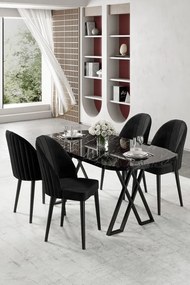 Kaye étkezőgarnitúra, fekete márvány-fekete, 168 cm – TR240CHR2816