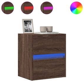 barna tölgyszínű fali TV-szekrény LED-del 41 x 31 x 45 cm