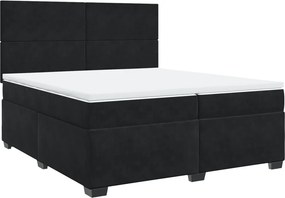 vidaXL fekete bársony rugós ágy matraccal 200x200 cm