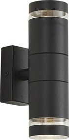 Modern fekete kültéri fali lámpa 2 izzós IP44 - Dubbla