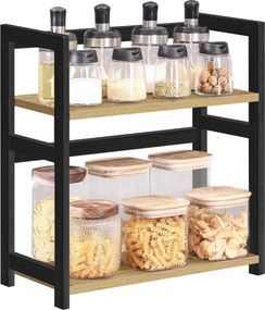 Asztali polc NORDEKO 41x41 cm, fekete / artisan tölgy