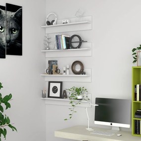 4 db fehér forgácslap fali polc 80 x 11,5 x 18 cm