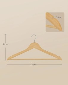 Fa vállfa szett 30 db-ps, világos bézs színben