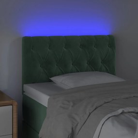 sötétzöld bársony LED-es fejtámla 80 x 7 x 78/88 cm