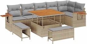 vidaXL Kerti Kanapé Szett 11 pcs Beige és Világosszürke polirattan