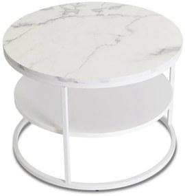 Fehér Márvány Mintázatú Dohányzóasztal. MDF. BEST