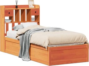 vidaXL viaszbarna tömör fenyőfa ágy matrac nélkül 75 x 190 cm
