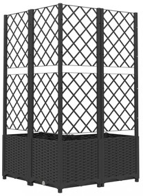 fekete polipropilén rácsos kerti ültetőláda 80 x 80 x 136 cm