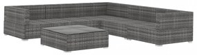 6 részes szürke polyrattan kertibútor-garnitúra párnákkal