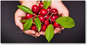 Fotó üvegkép Cseresznye a kézben 140x70