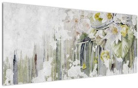 Kép - Fehér virágok, vintage (120x50 cm)