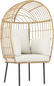 Outsunny Rattan Tojásformájú Szék Levehető Párnázattal, Varrással, Nagy Kivitelű Kültéri Szék Rattanból, Időjárásálló Műanyag Szék Kerthez, Erkélyhez,