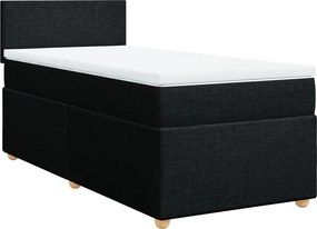 vidaXL fekete szövet rugós ágy matraccal 90x200 cm