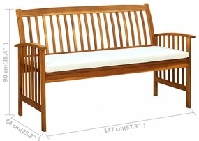 tömör akácfa kerti pad párnával 147 cm