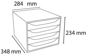 Irattároló, műanyag, 4 fiókos, EXACOMPTA Ecobox Office, szürke-szürke (EX228606D)