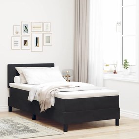 Boxspring Ágy Mattal és LED Fényekkel Fekete 90x200 cm Bársonyos