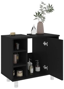 Fekete szerelt fa fürdőszobaszekrény 60 x 32 x 53,5 cm