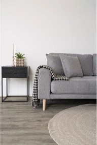 Side pléd, kockás mintázat, 130x180 cm, Fekete/Beige