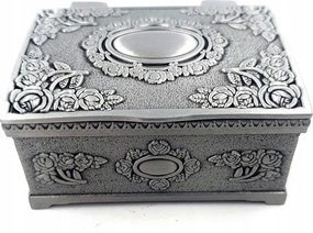 Gazdagon díszített fém ékszerdoboz