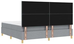 Box Spring Ágy Matrac és LED Fény Szürke 200x200 cm Szövet