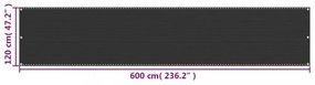 antracitszürke HDPE erkélytakaró 120 x 600 cm