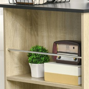 HOMCOM Magas Bárasztal Konyhai Magas Asztal - méret: 112L x 57W x 106H cm - 3 polc - világos tölgy-fekete kivitel | Aosom