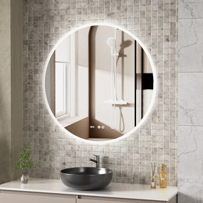Erga Deam, kerek LED-es tükör 100cm, 3 színű fény, első világítás, páramentes fűtőbetét, ERG-V01-Deam-1010-CL