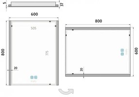 NIMCO ZP 11002VX - LED Fürdőszobai tükör háttérvilágítással 3000-6500K 80x60 cm IP44