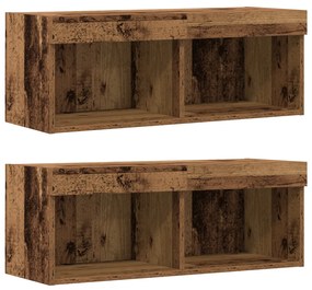 F Floating Shelf 2 db Régi fa 40x28.5x40 cm Mérnöki fa