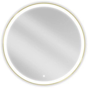 Mexen Esso kerek LED háttérvilágítású fürdőszobai tükör 90cm 6000K páramentes fűtőbetét arany keret 9825-090-090-611-50