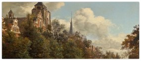 Kép - Jan van der Heyden, View Down a Dutch Canal, reprodukciók (120x50 cm)