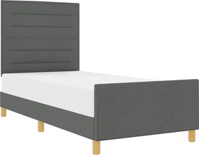 vidaXL Ágykeret fejtámlával Sötétszürke 90 x 190 cm szövet