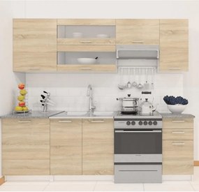 konyhabútor 2,4 m, tölgy sonoma / fehér, FABIANA