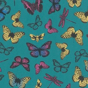 Türkiz Tapéta A Gyerekszobába Színes Pillangók Tapéta