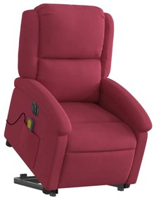 elektromos felállást segítő bordó bársony masszázsfotel