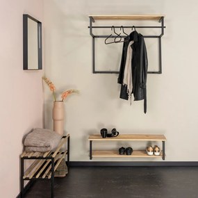 Fekete-natúr színű fém fali fogas polccal Rizzoli – Spinder Design