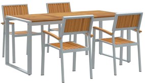 vidaXL Kert étkező szett 5 pcs Szürke Tömör Akácfa