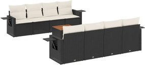 vidaXL 9 részes fekete polyrattan kerti ülőgarnitúra párnákkal