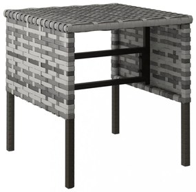 4 db szürke polyrattan kerti lábzsámoly párnákkal