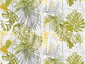 Vinil fotótapéta Flizelin Zöld Levelek Monstery rajz stílus