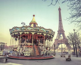 Poszter 76x60,5cm Körhinta és Eiffel-torony 2, Assaf Frank