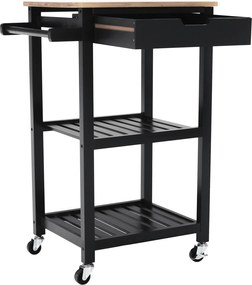 Tálalókocsi, természetes/fekete, ARETE