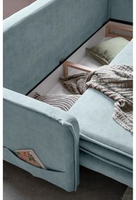 Világoskék bársony kinyitható kanapé 225 cm Charming Charlie – Miuform