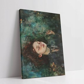 Vászonkép Nő a tóban virágok tavirózsa a nappaliba 30x40