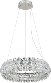Globo 64140H Függesztett lámpa, krómozott fém, K9 átlátszó kristályok, ø: 600mm, M: 1500mm, tartozék: LED 50W 230V, 6210lm forrás, 4460lm kimenet, 4000K