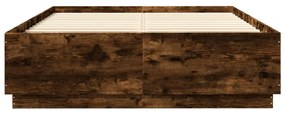 füstös tölgy színű szerelt fa ágykeret LED-del 150x200 cm