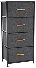 PALMERA szekrény szövet fiókokkal, fekete