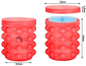 Szilikon jégkocka készítő és italhűtő - 12 x 14 cm - piros