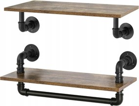 Falra Akasztható Polcok Rusztikus 2 Db-os Szett Nappali Tartóval